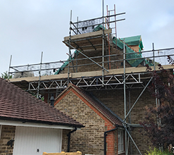 residential home having a new roof constructed